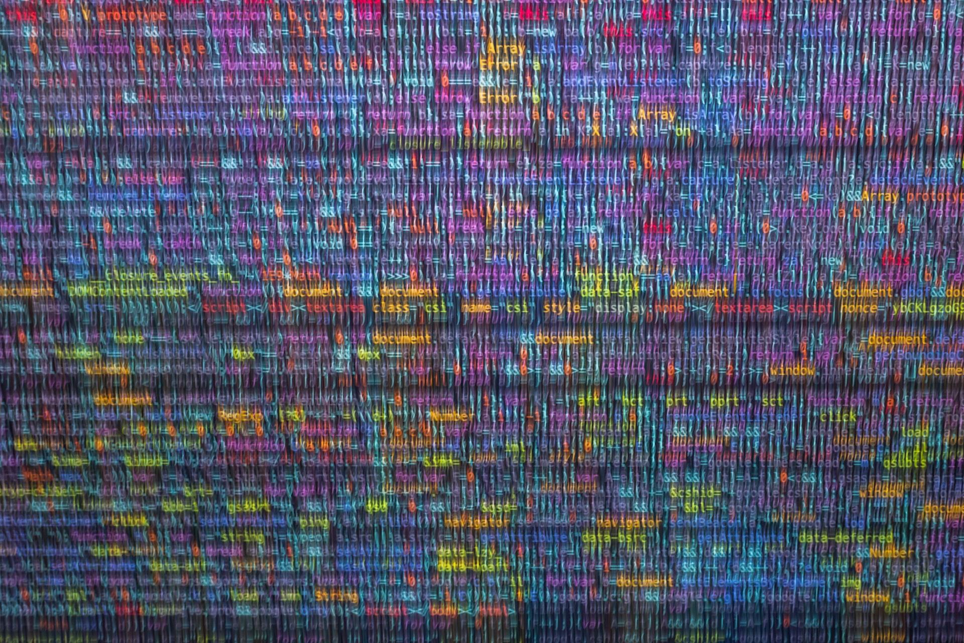 Niewyraźny kod komputerowy, programowanie.