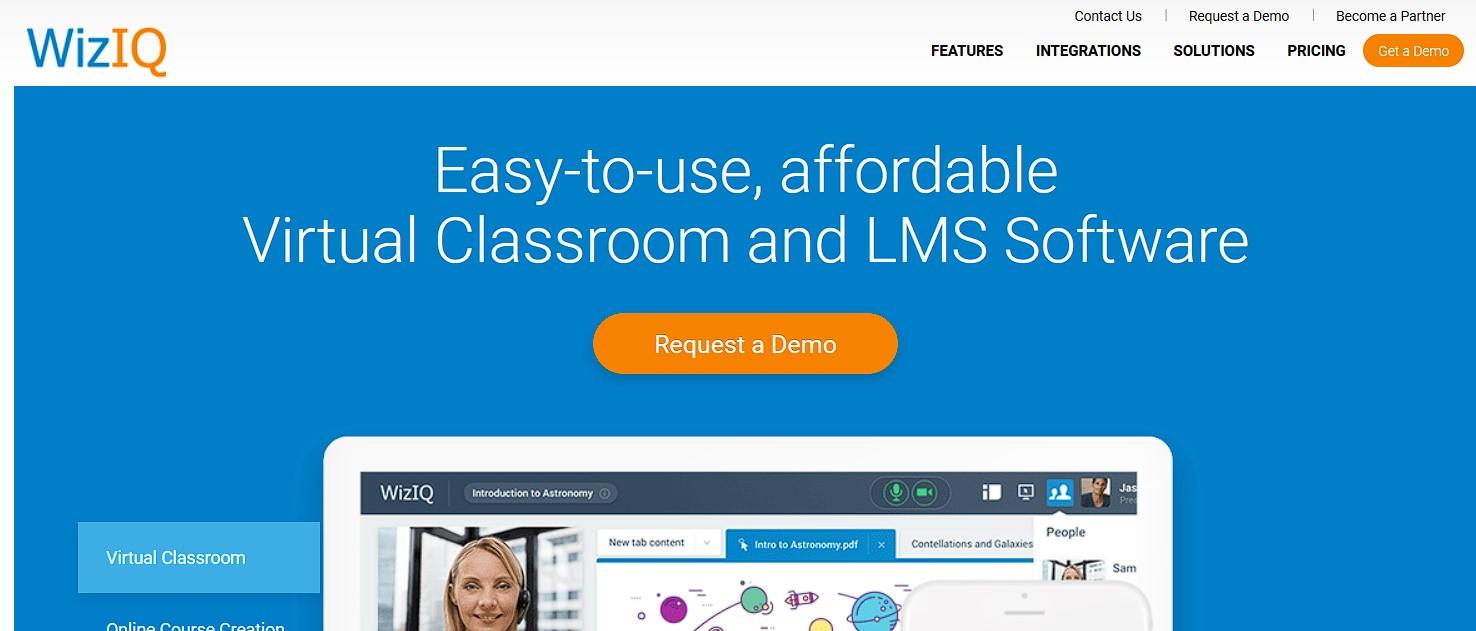 niebiesko biała strona główna strony wizig z zakładkami i zachętą do wypróbowania wersji próbnej