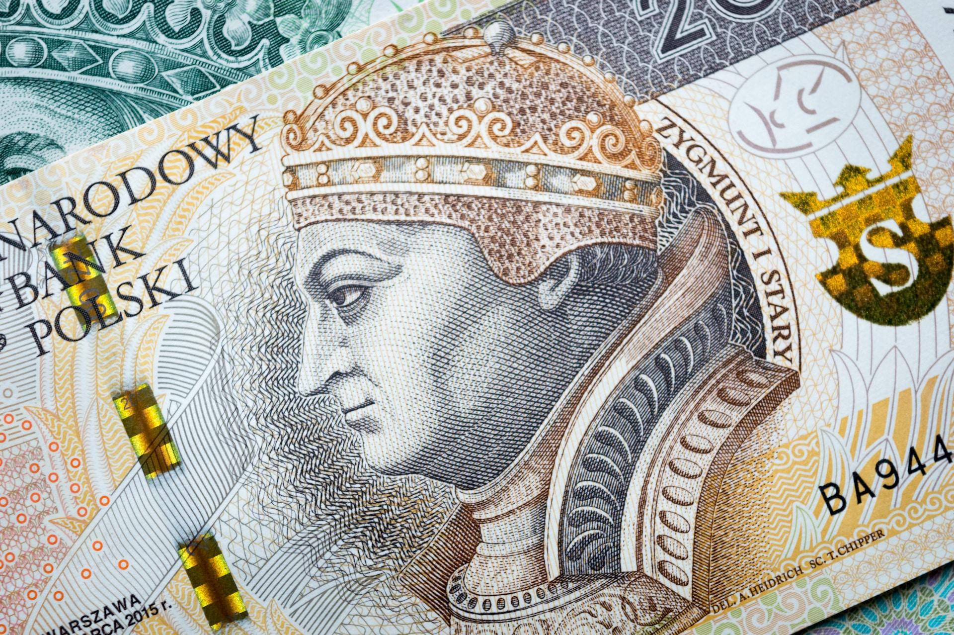 Banknot 200 złotych, banknot 100 złotych, PLN.