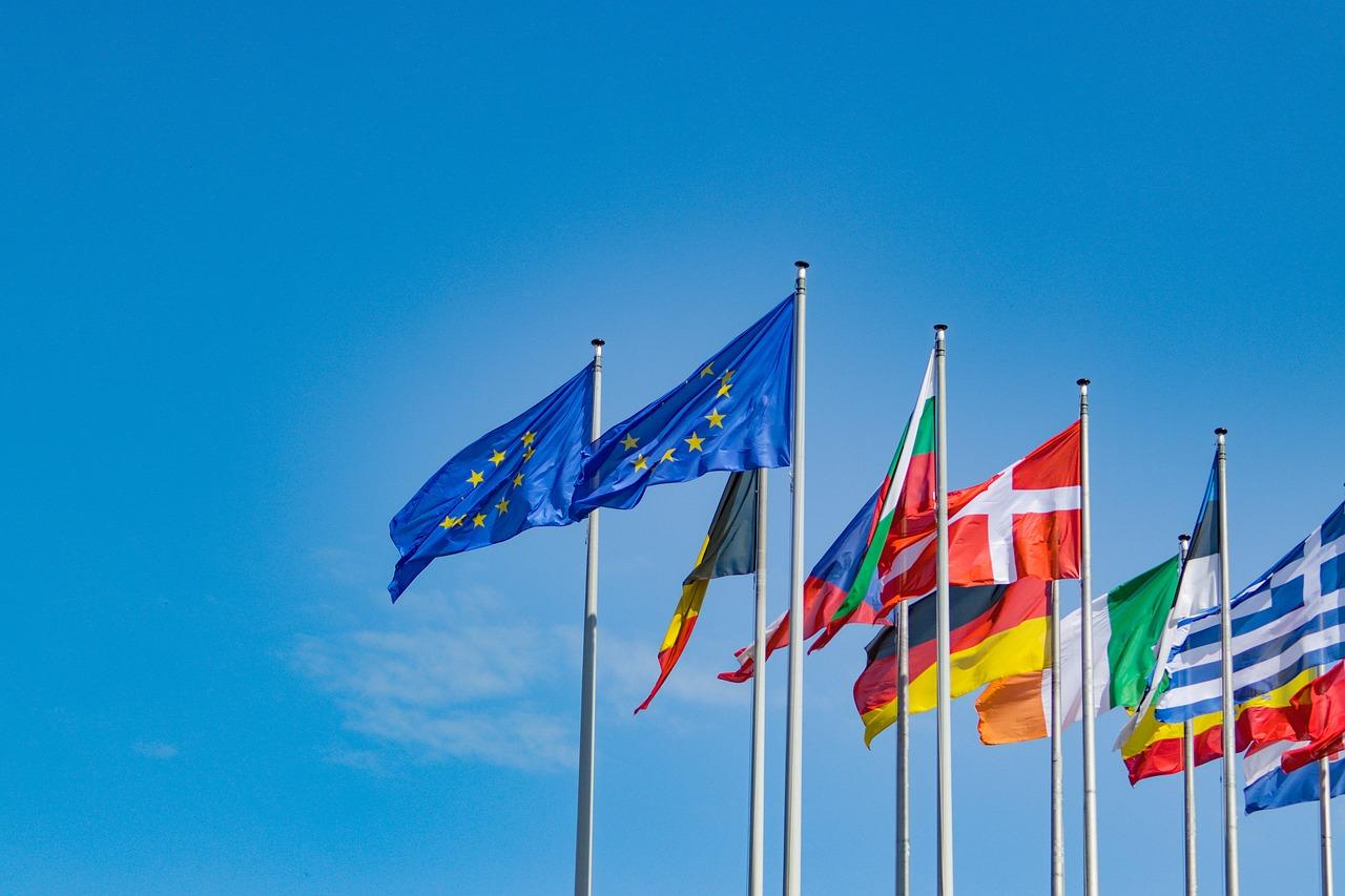 Flagi państw Unii Europejskiej.