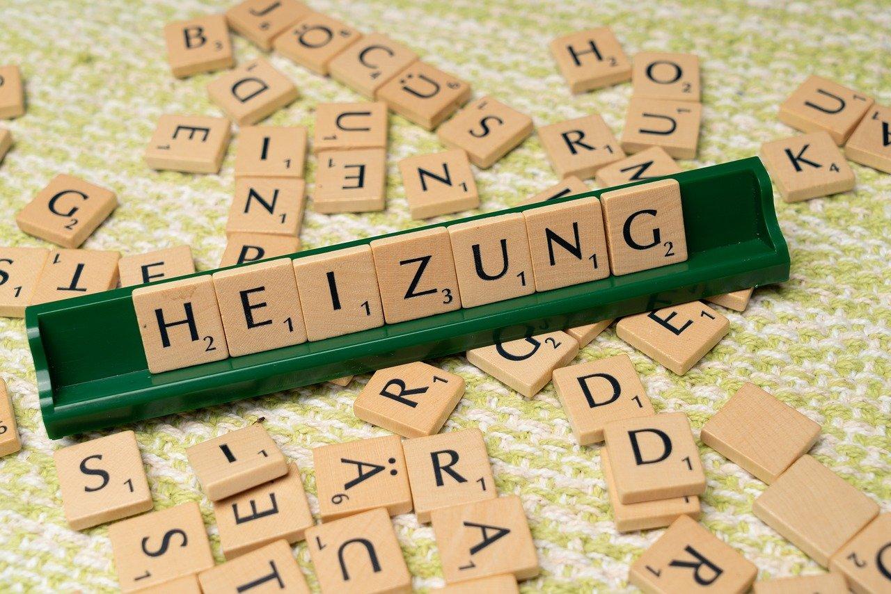 Scrabble, Heizung, niemiecki.