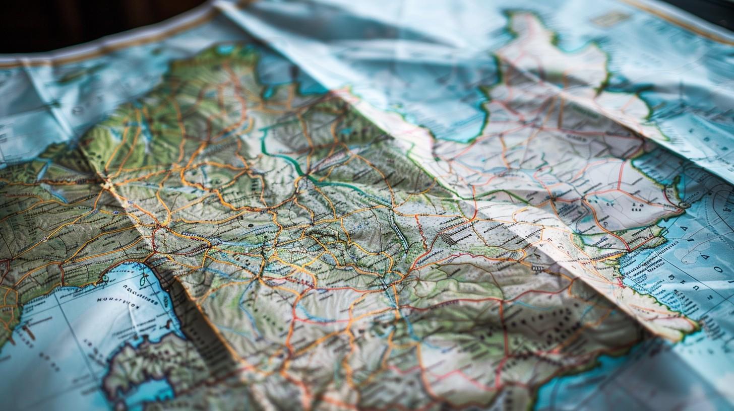 zoom na wydrukowaną mapę świata