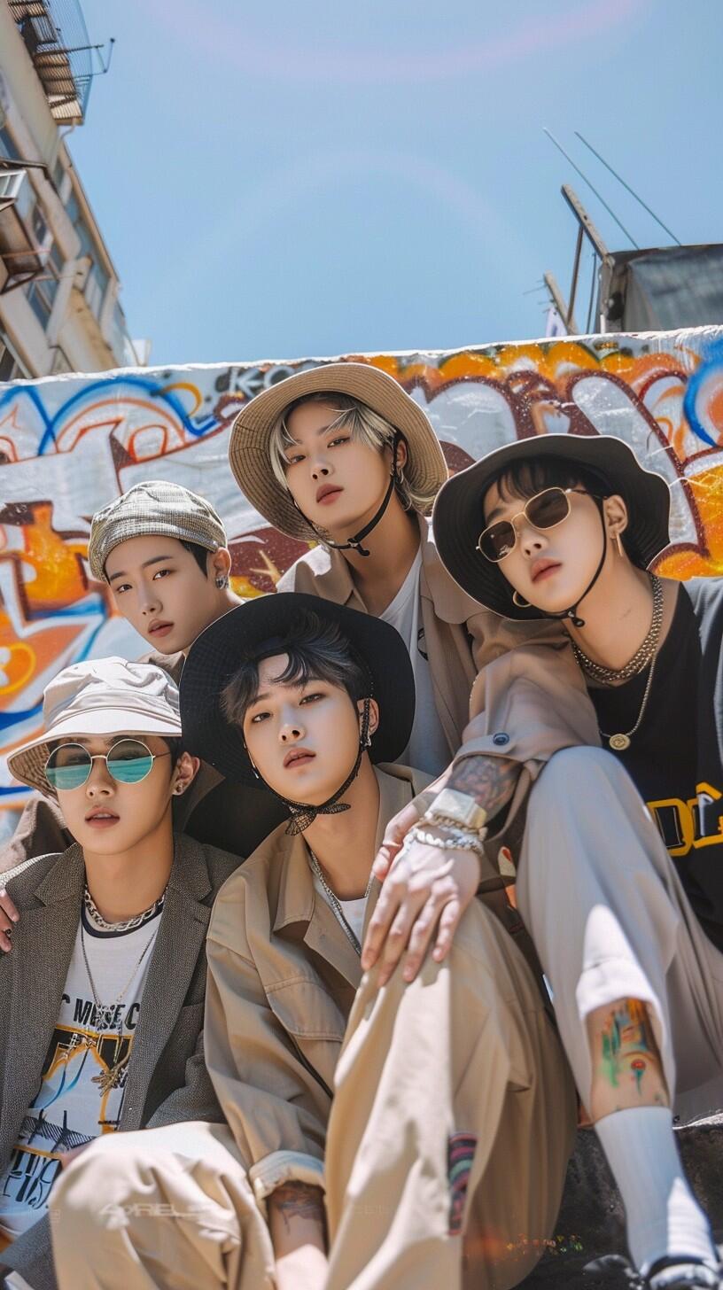koreański boysband, 5 chłopaków, koreańskie nowoczesne ubiory