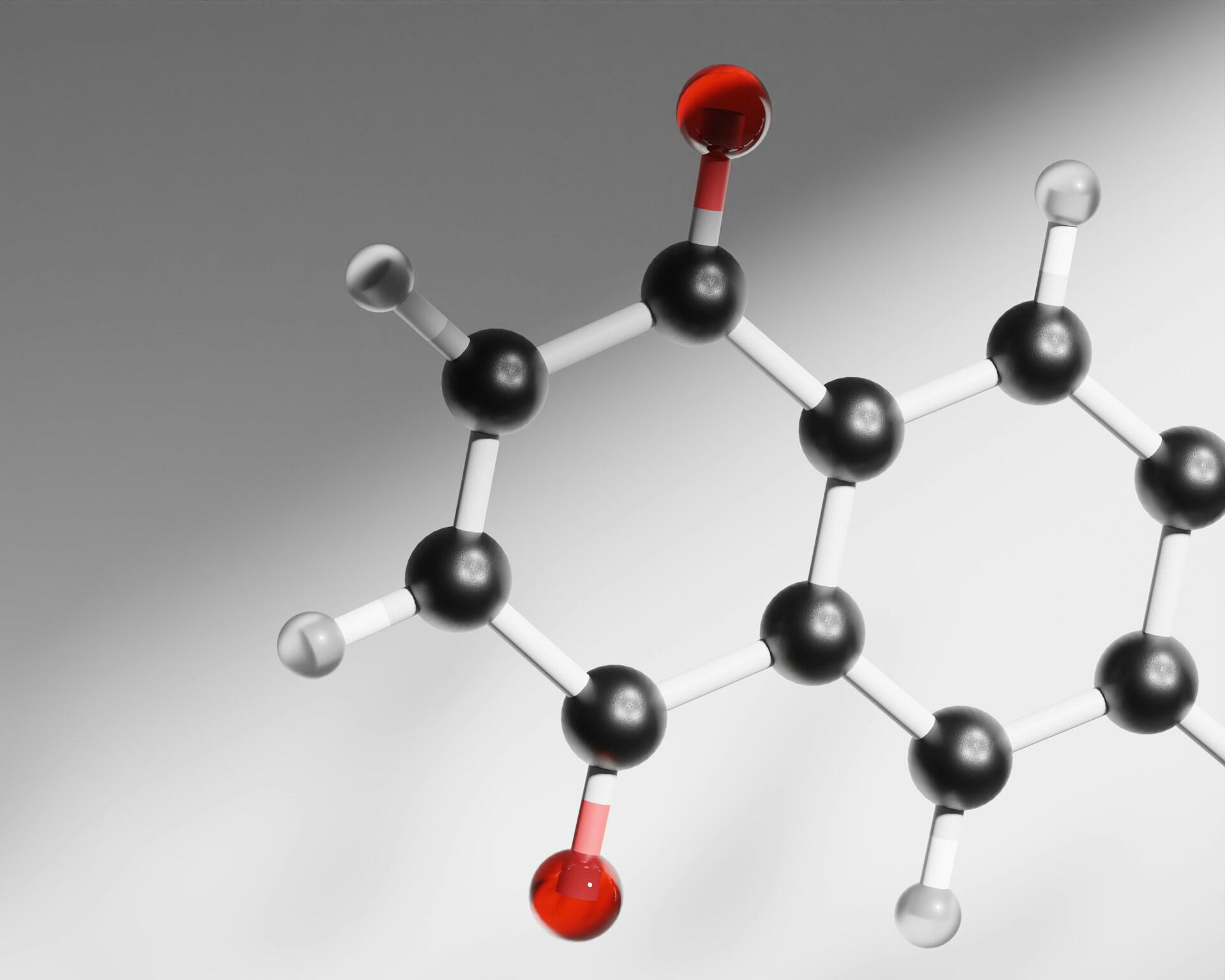 Kolorowy model cząsteczki chemicznej.