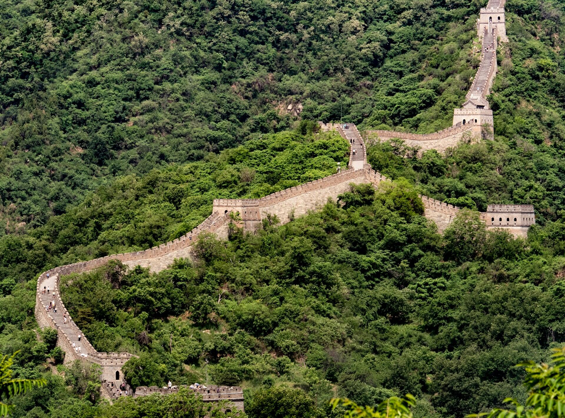 Chiński Mur wśród drzew.