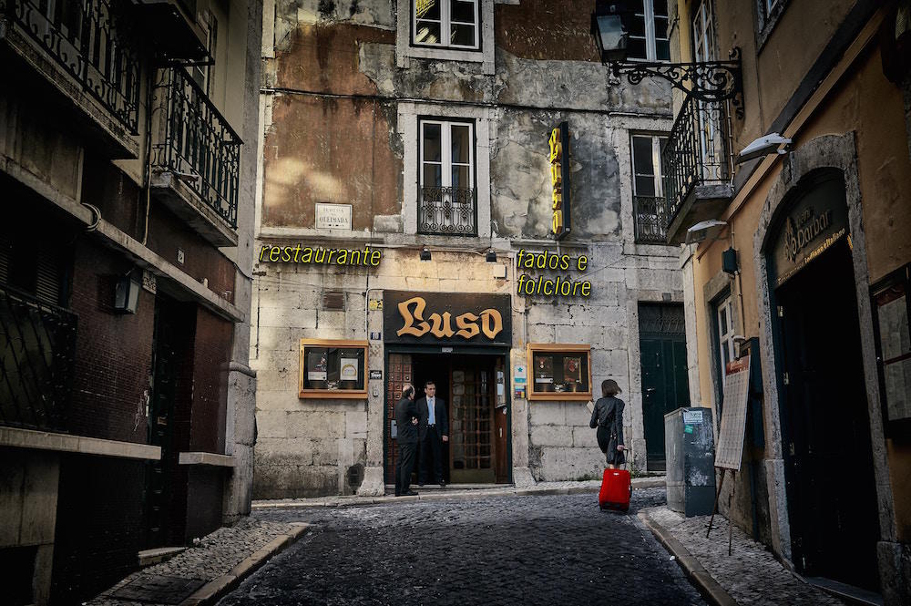 A fachada do Café Luso, em Alfama, uma tradicional Casa de Fado lisboeta