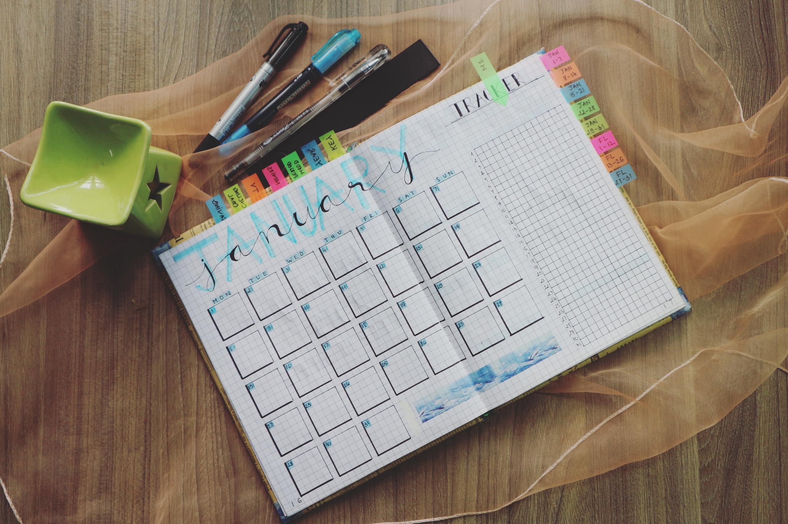 agenda com marcadores