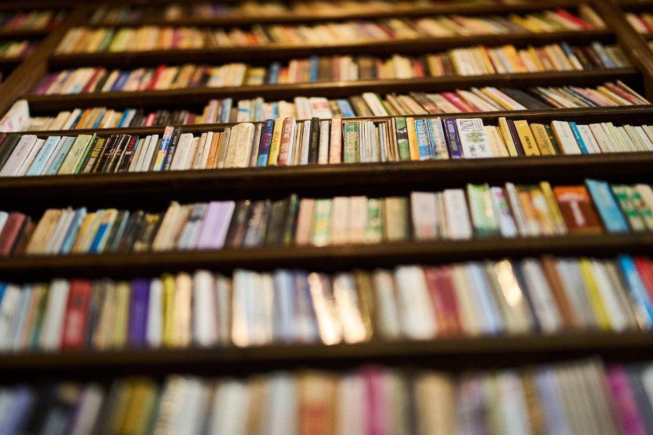 prateleira de livros