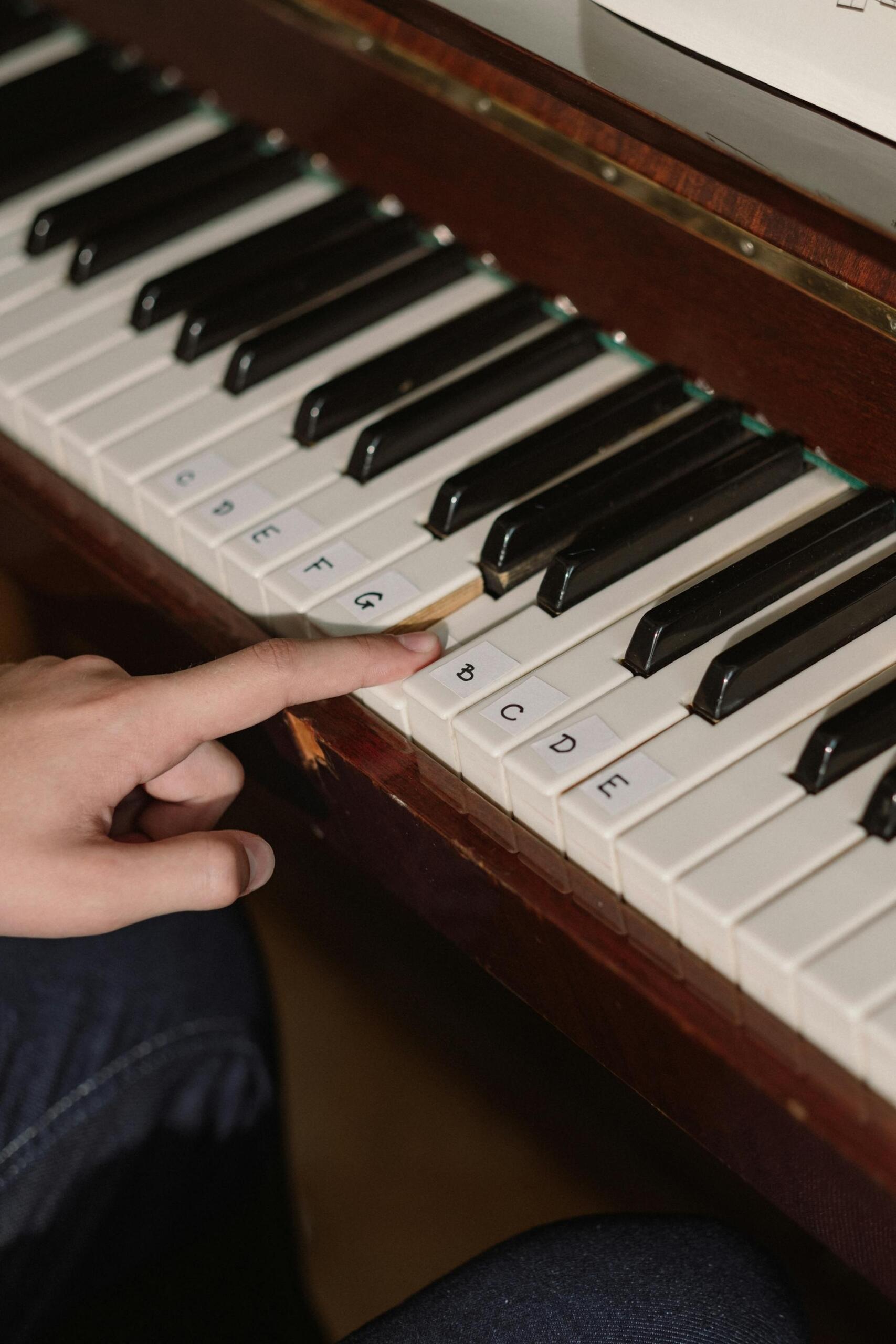teclas de piano com letras das notas