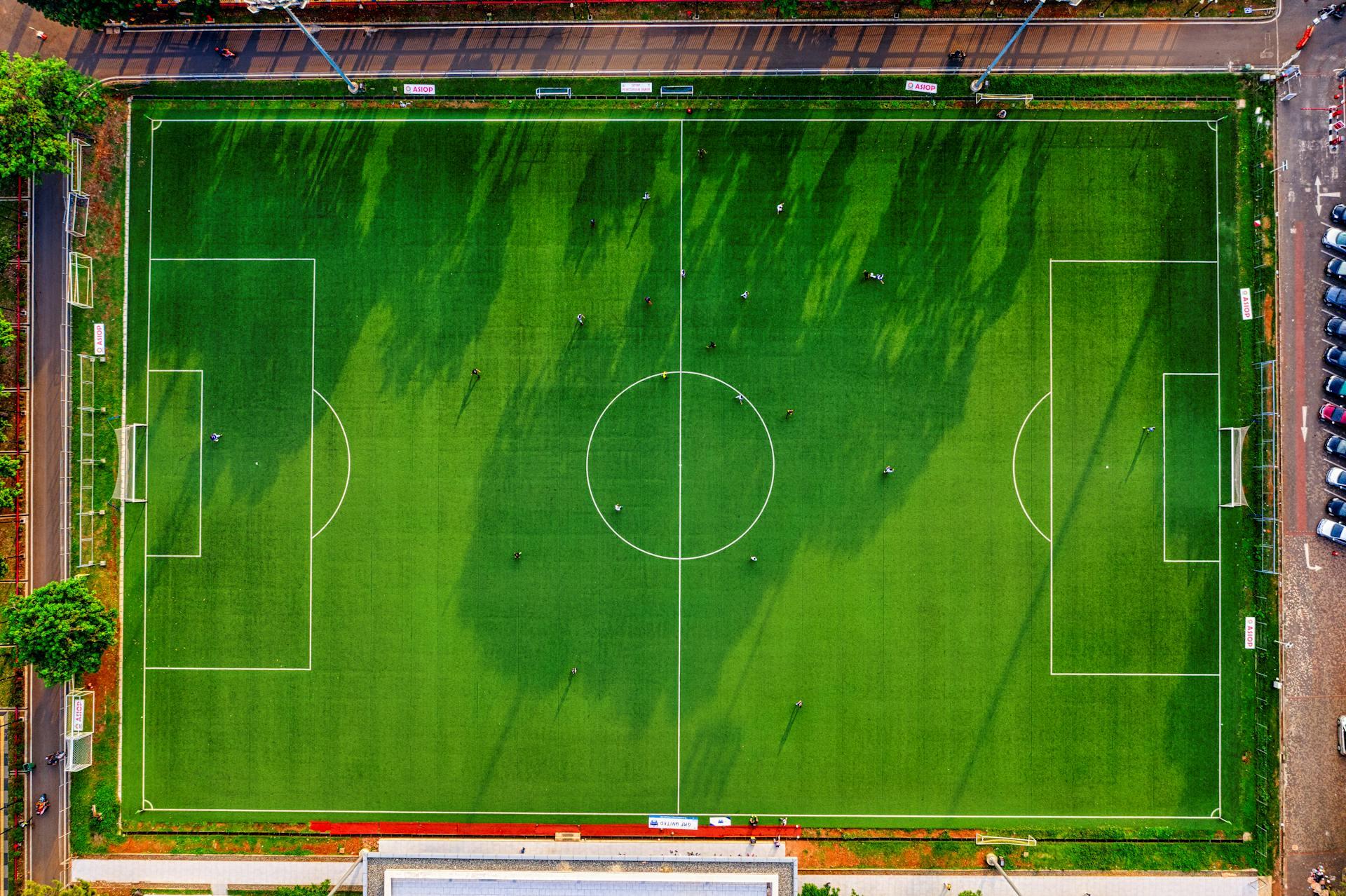 visão aérea de campo futebol