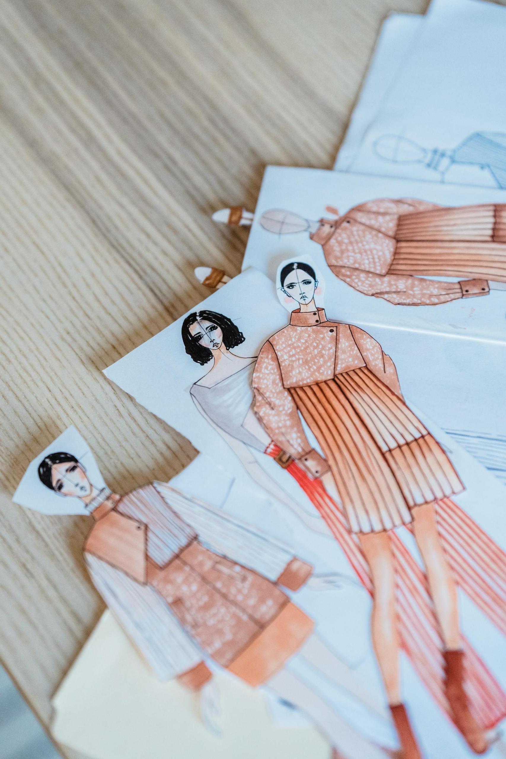 pequenos desenhos de manequins