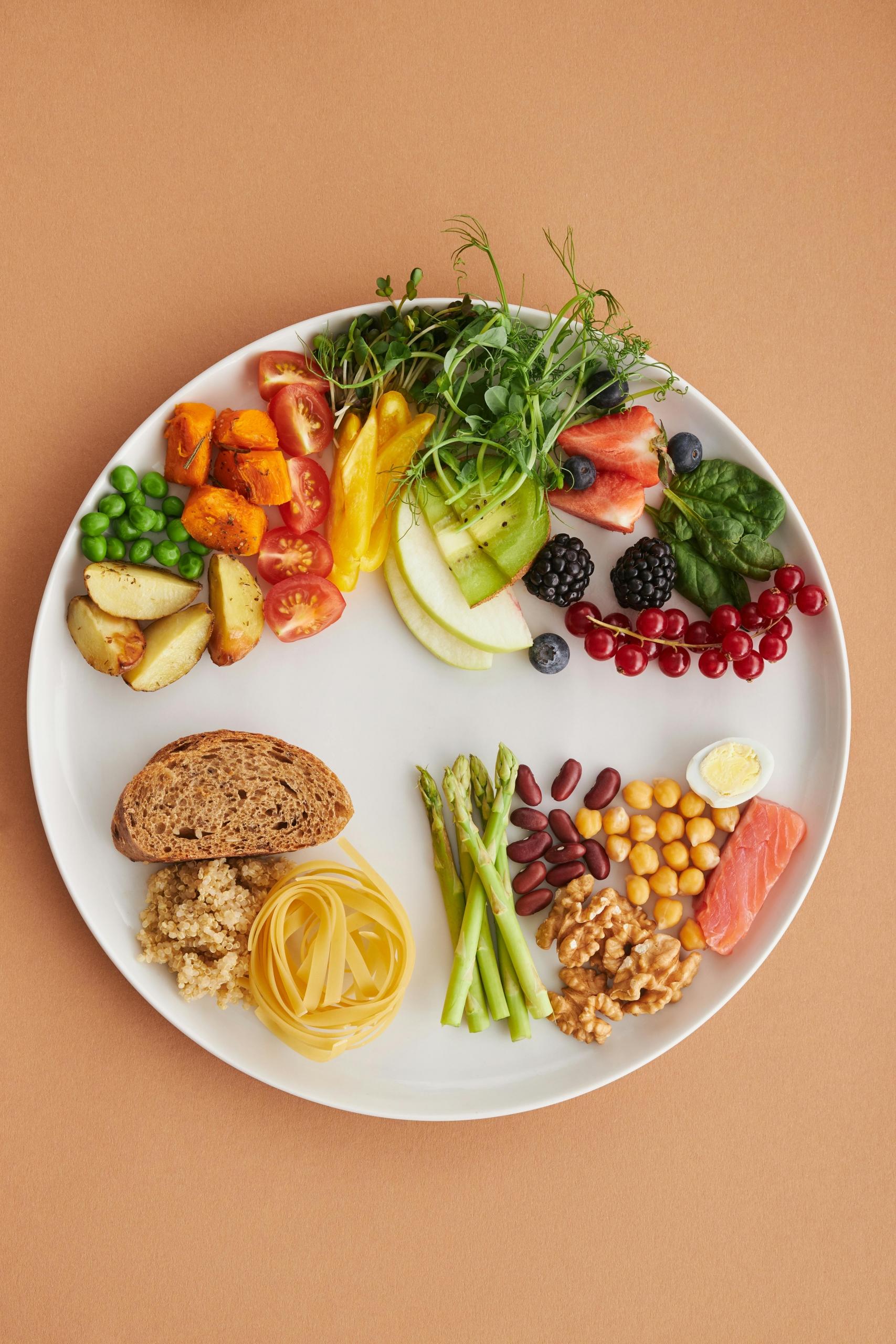 prato com todos os grupos alimentares