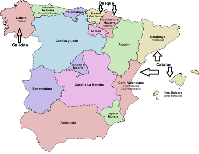 mapa linguístico de Espanha