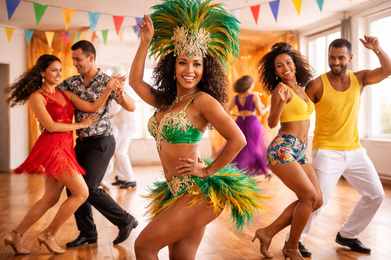 pessoas a dançar diferentes tipos de samba
