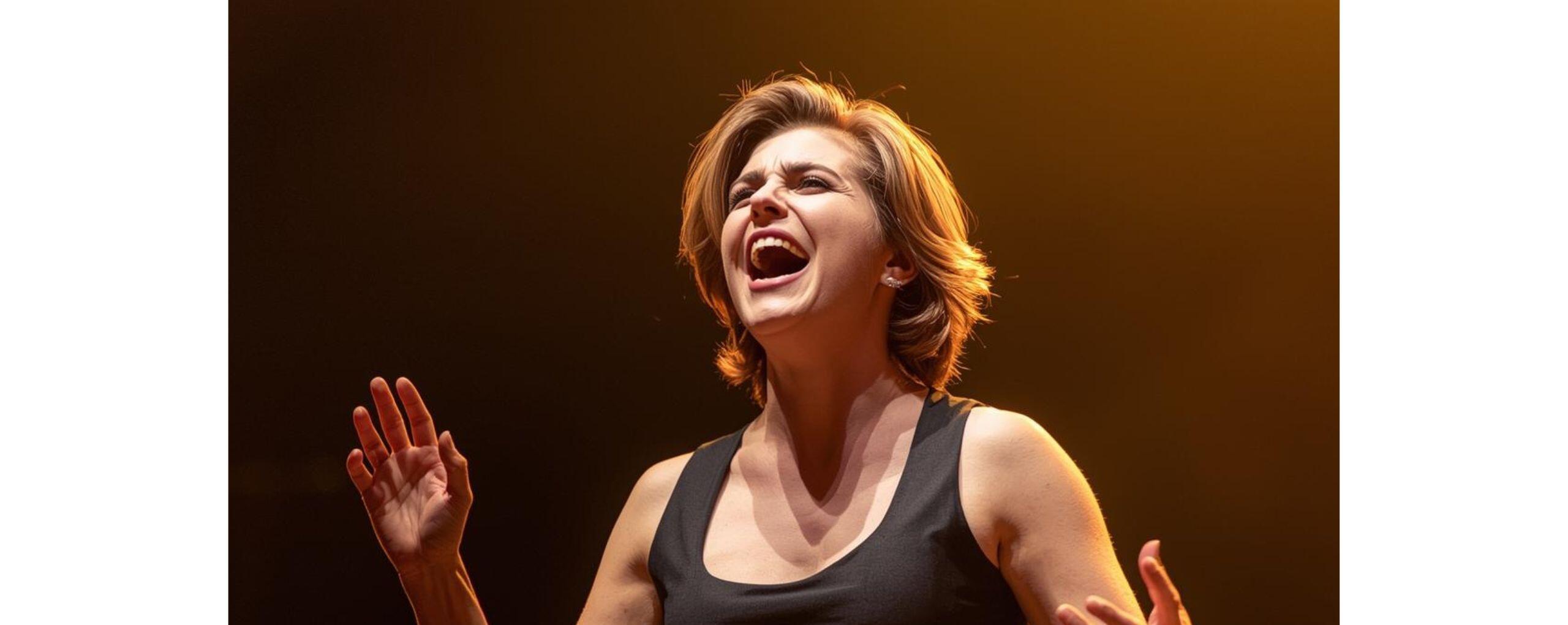 mulher a cantar voz soprano