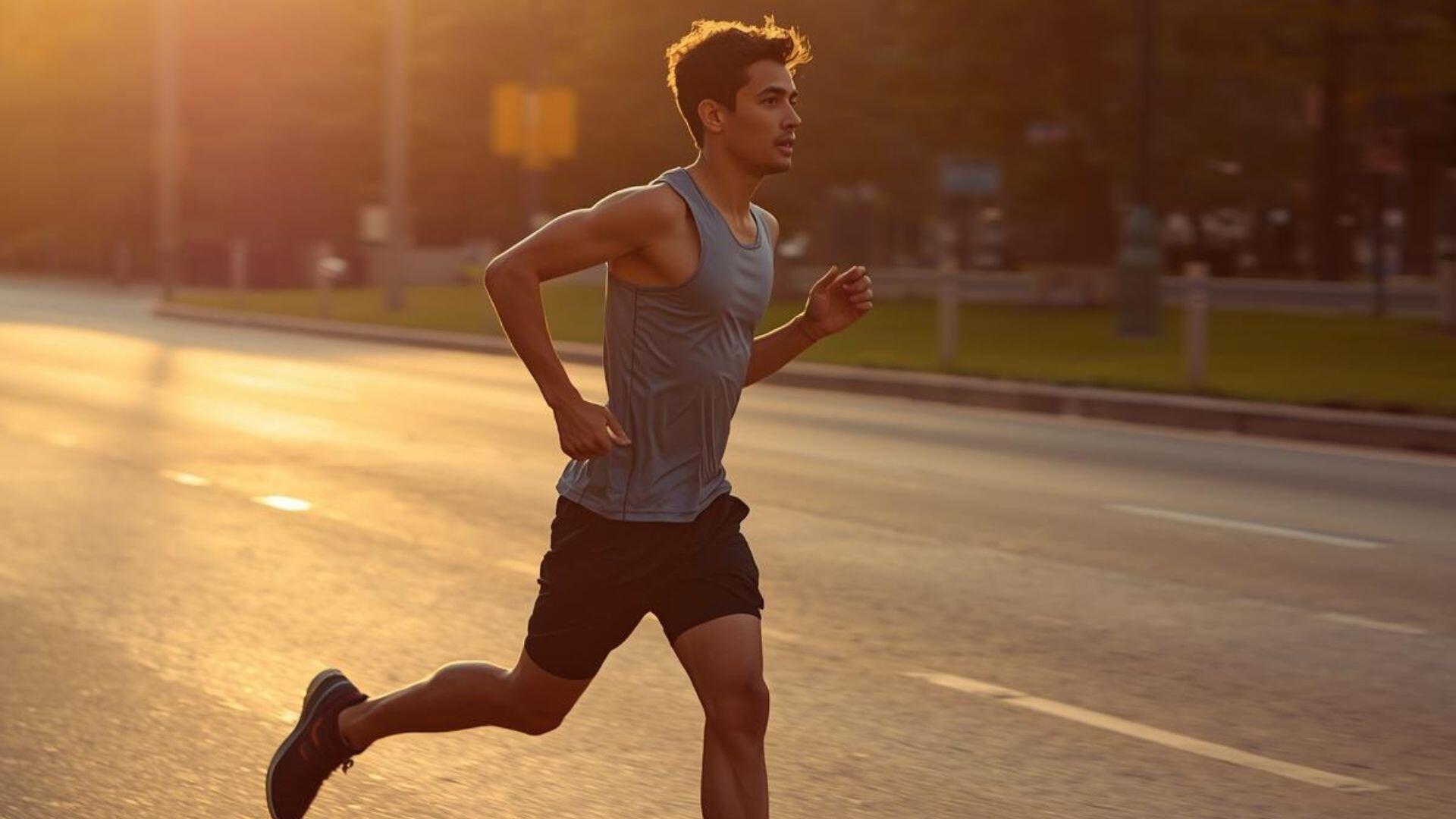 homem a correr no por do sol