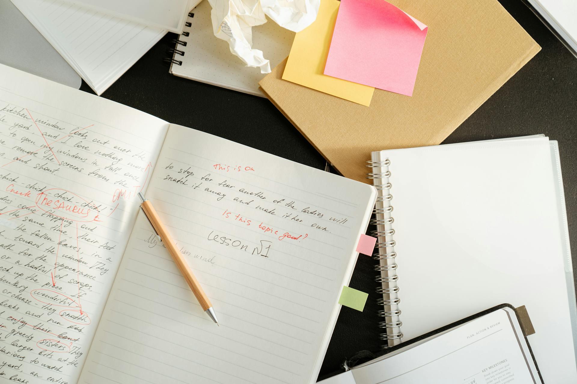 caderno de apontamentos
