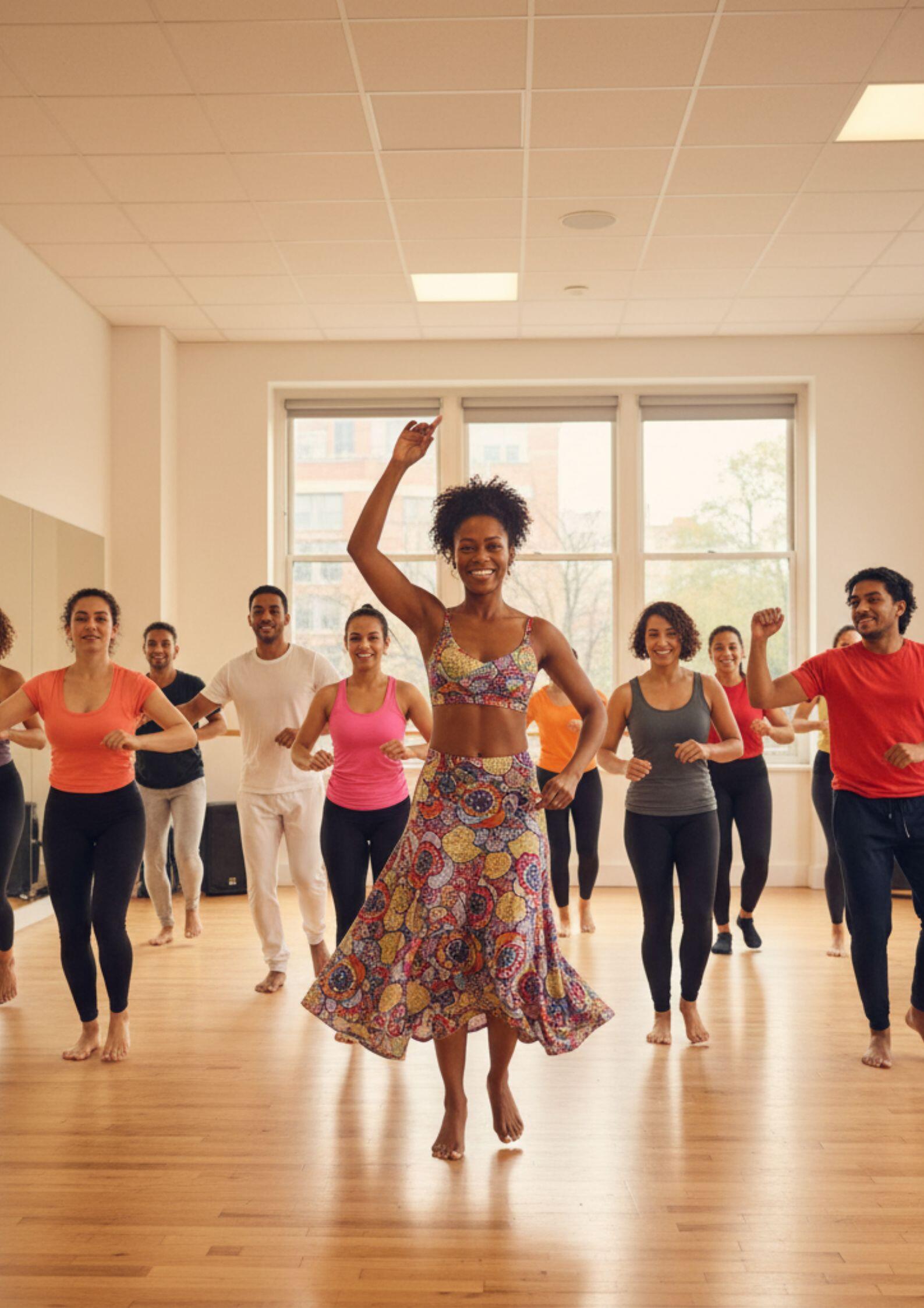 Professora a dar aula de samba