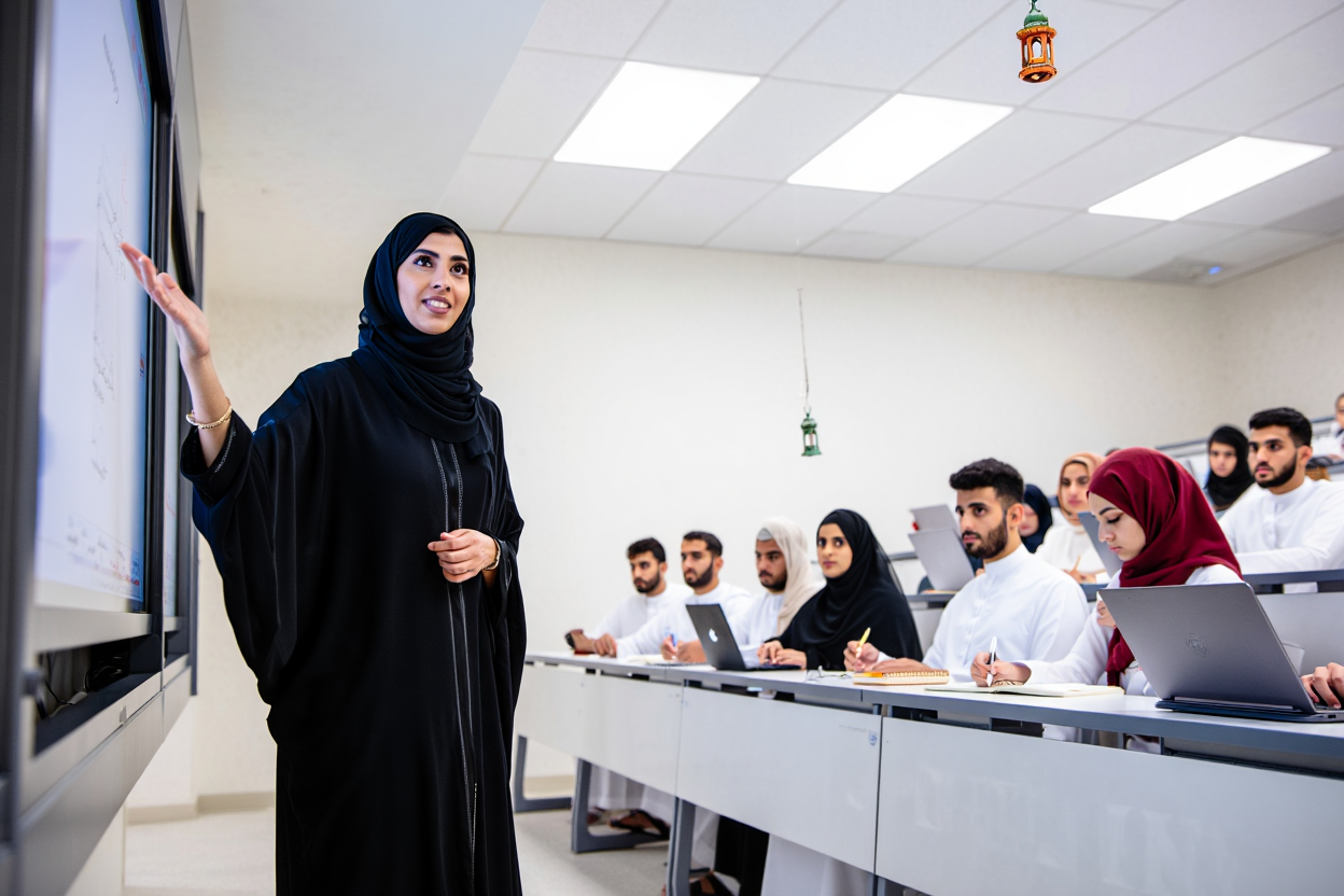 طلاب في الجامعة يتابعون إحدى الجامعات