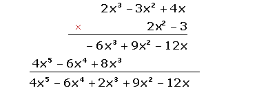 Beispiel für die Multiplikation von Polynomen in Tabellenform
