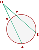 Ángulo exterior con lados secantes a la circunferencia representación gráfica 