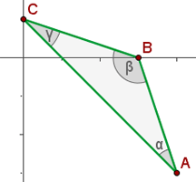 Triángulo isósceles obtusángulo en el plano cartesiano