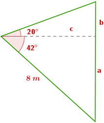 triangulo para representar dos cuerpos con medidas