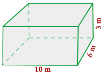 Ejercicios de areas y volumenes dibujo de piscina que mide 10 por 6 por 3 metros 