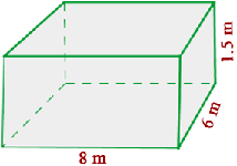 Representacion gráfica de una piscina de 8 por 6 por 1.5 metros 
