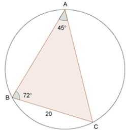 Ejercicio de triángulo circunscrito representación gráfica