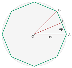 Octágono inscrito en circunferencia