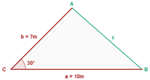 representacion grafica de triangulo con un angulo de 30 grados 