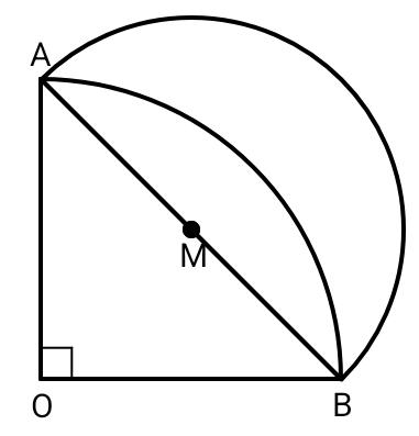 Dos arcos con base en un triángulo isóceles rectángulo