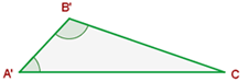 representación gráfica de triangulo A'B'C' con ángulo igual a triangulo semejante