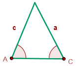 Los ángulos del triángulo.
