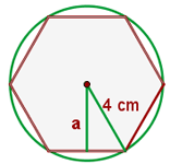 Hexágono con medida de 4 cm de radio.