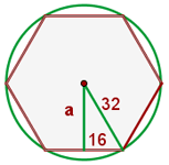 Hexágono con las medidas necesarias para calcular el área.