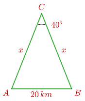 Distancia - triangulo isosceles