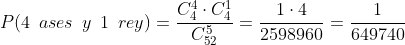 probabilidad 4 ases y un rey