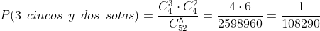 probabilidad 3 cincos y dos sotas