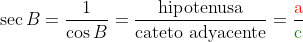 fórmula de secante