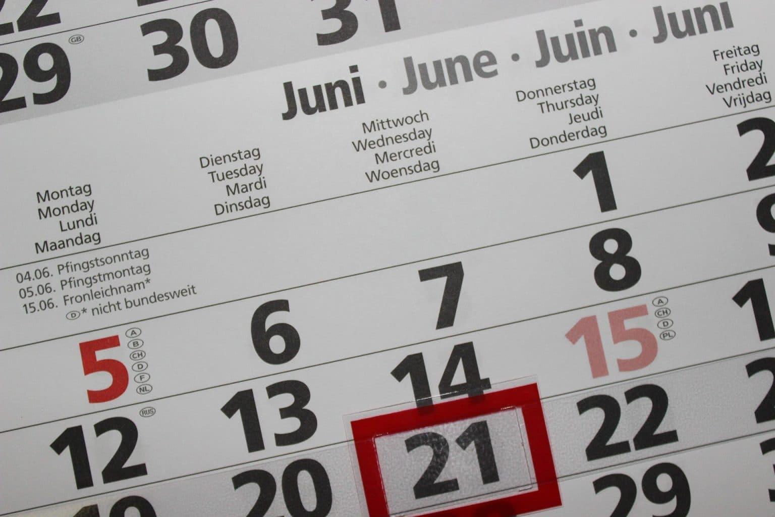 Les Jours De La Semaines En Allemand