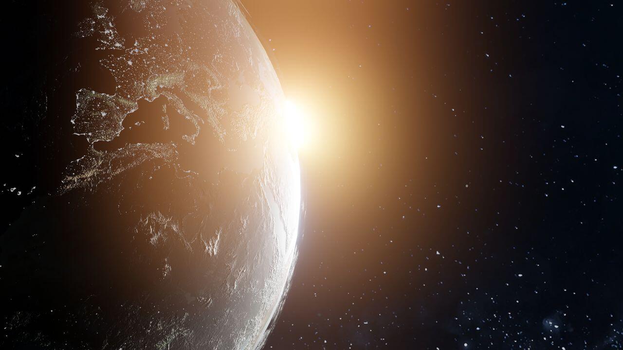 vue epoustouflante de la terre au leve du soleil