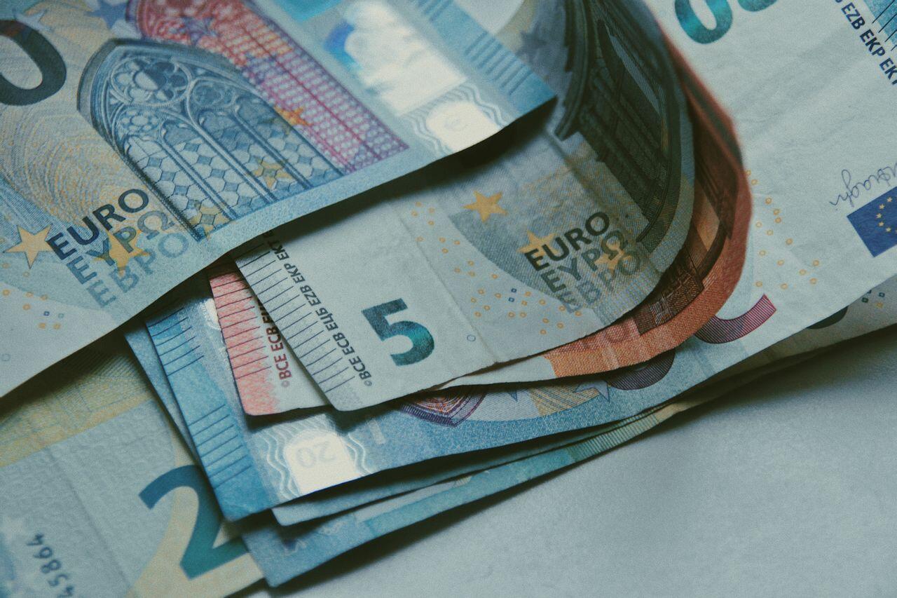 especes de billets de vingt, cing et dix euros