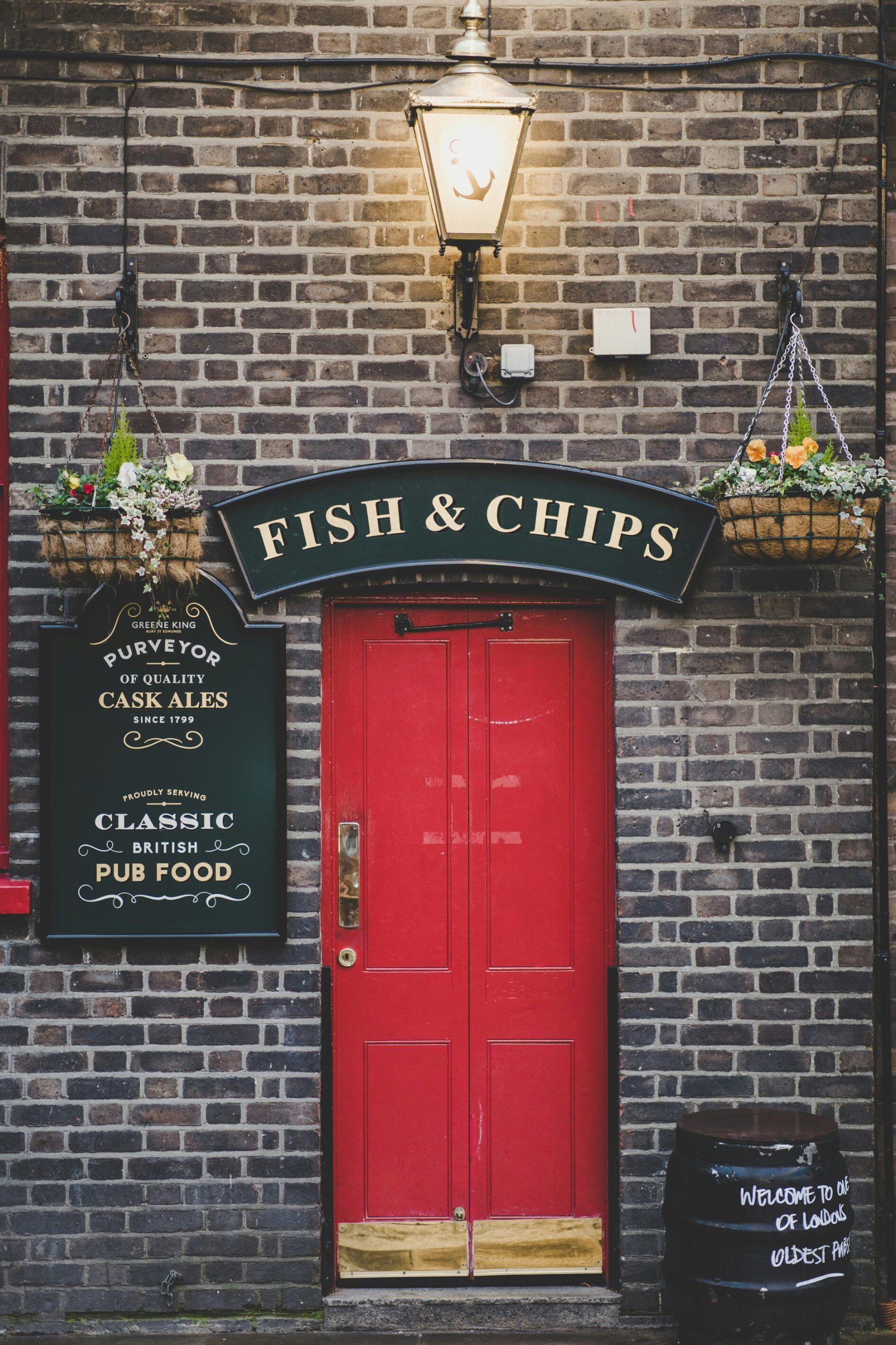 Une façade de restaurant anglais.