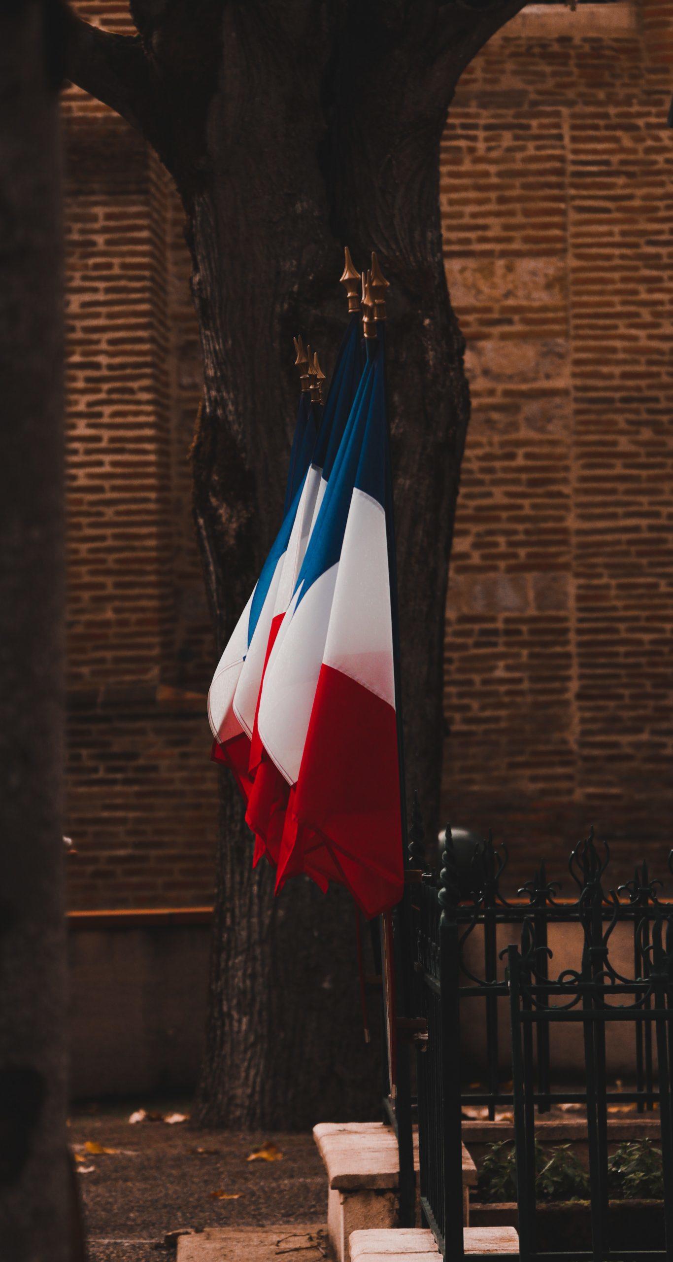 Le drapeau français tricolore.