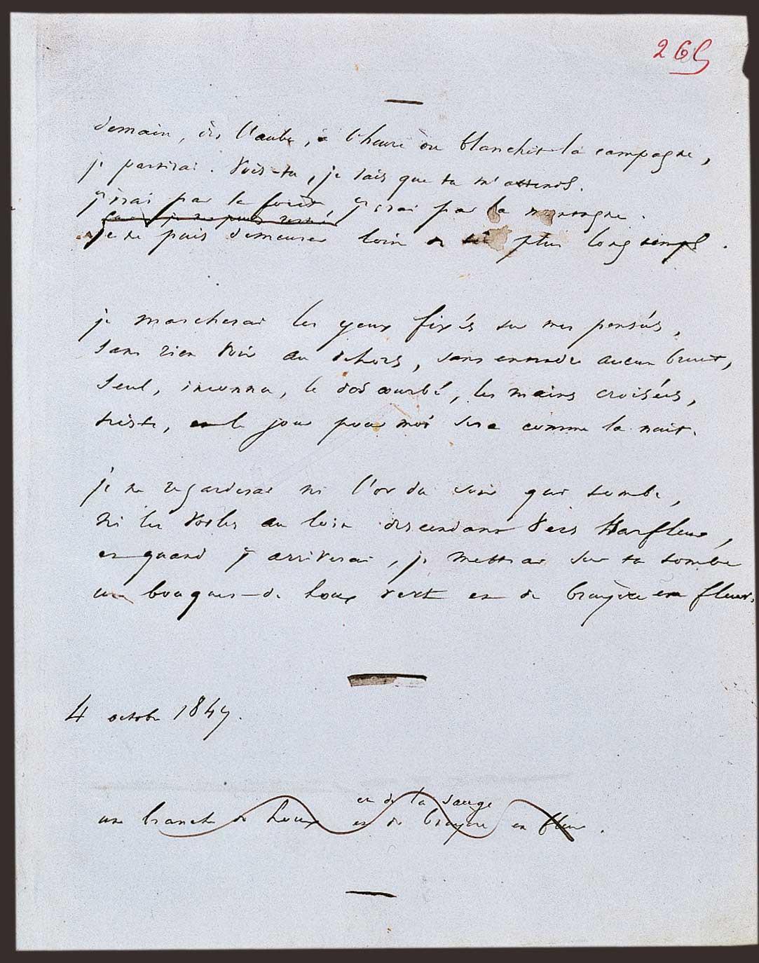 lettre manuscrite du poème de Victor Hugo 