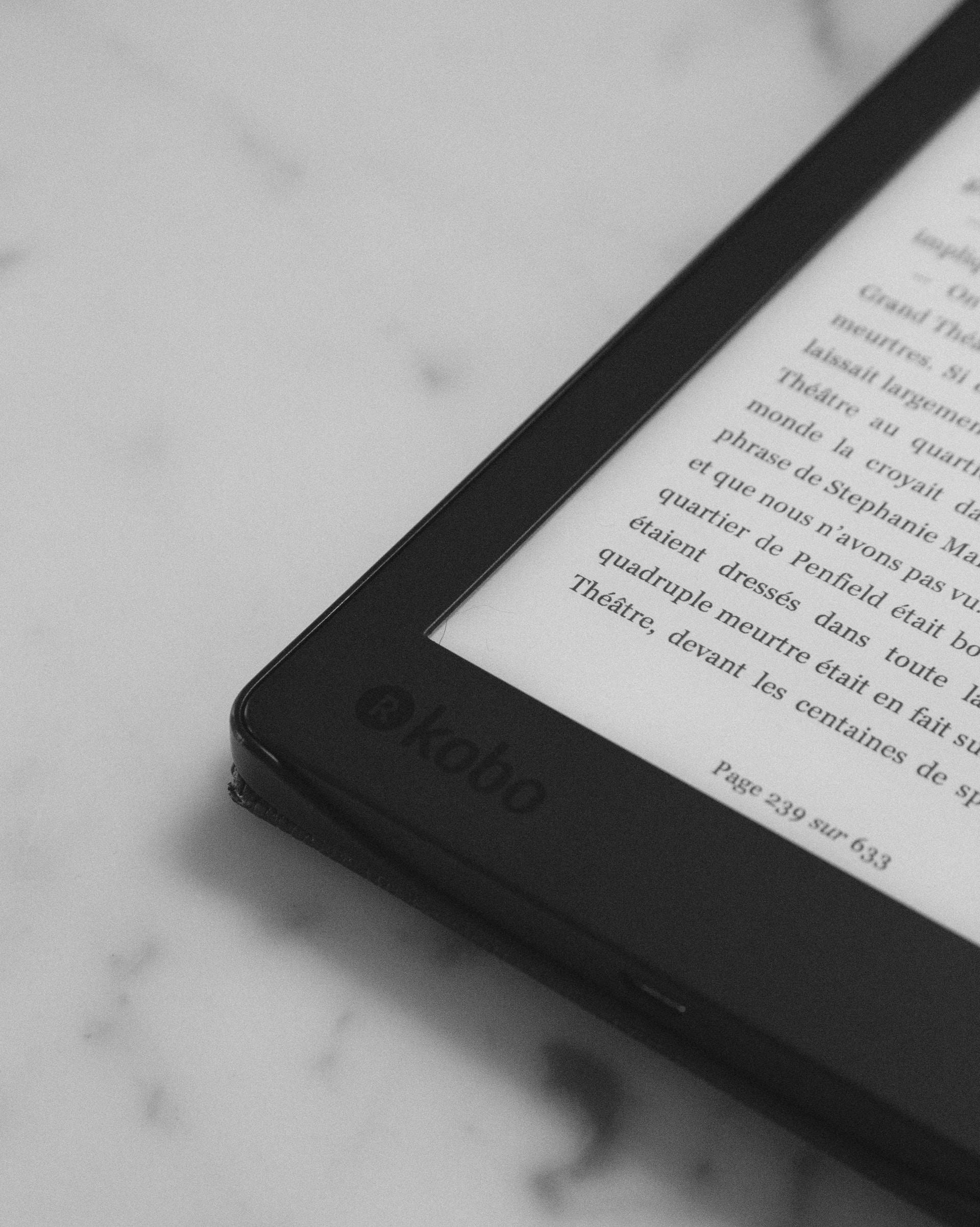 tablette avec texte en français