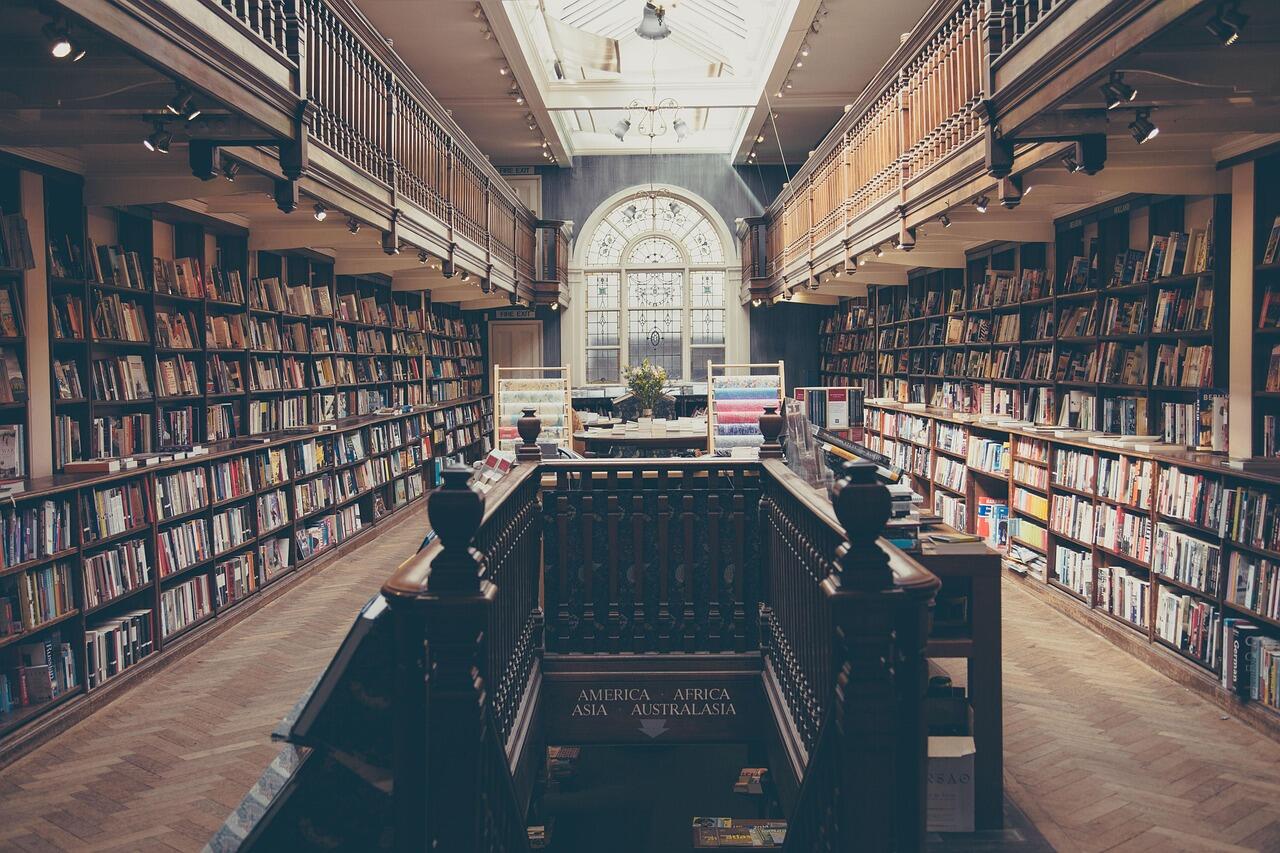 Une bibliothèque avec des livres.