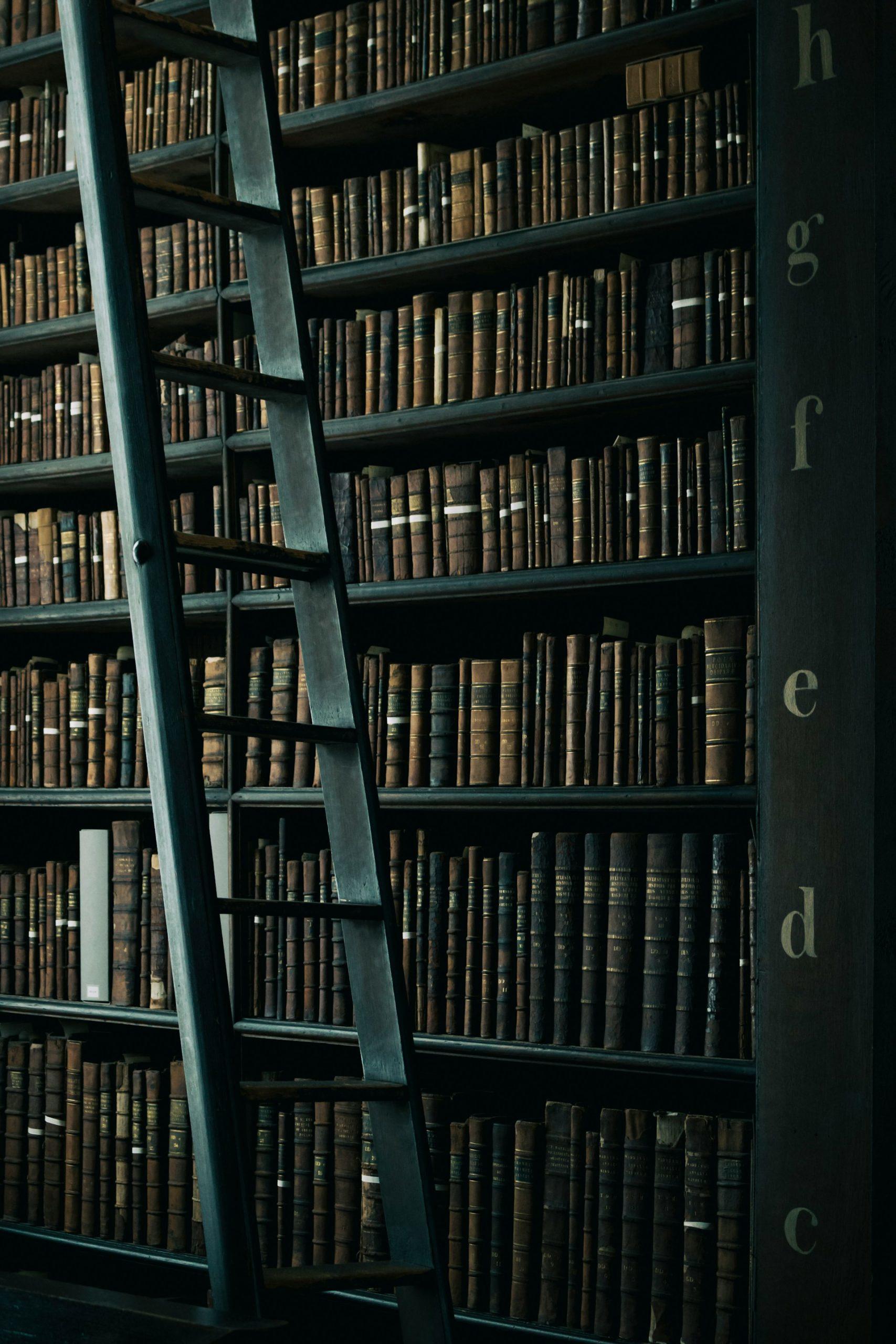 étagère de livres avec un escalier